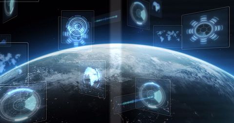 Futuristic Digital Interfaces Hovering Above Earth - Download Free Stock Images Pikwizard.com