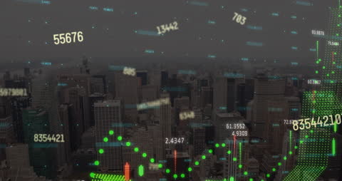 Futuristic Data Visualization Over City Skyline