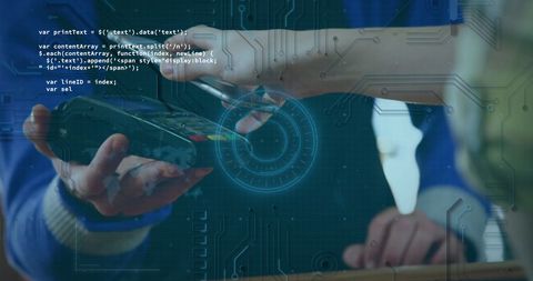 Digital Payment Concept with Smartphone Scanning Abstract