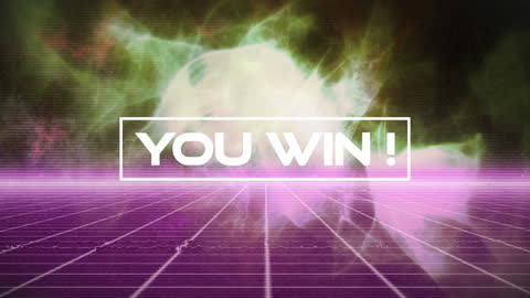 Retro Video Game Interface with Winning Message