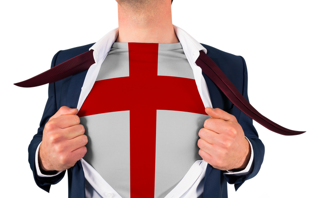 Businessman Opening Shirt to Reveal Transparent England Flag Symbol - Download Free Stock Videos Pikwizard.com