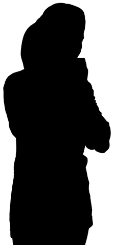 Silhouette of sportswoman in motion on transparent background