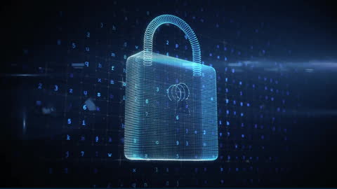 Cybersecurity Concept with Digital Padlock Animation