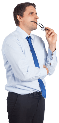 Thoughtful Businessman in Office Attire on Transparent Background - Download Free Stock Videos Pikwizard.com