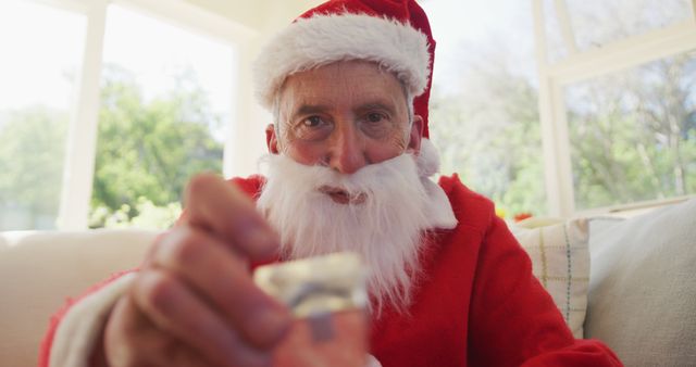 Senior man at christmas time  wearing santa costume - Download Free Stock Photos Pikwizard.com