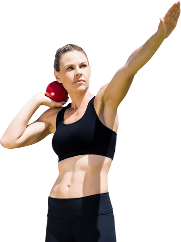 Sportswoman Preparing to Throw Ball on Transparent Background