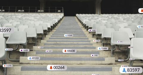 Social Media Icons Floating in Empty Sports Stadium Stands - Download Free Stock Images Pikwizard.com