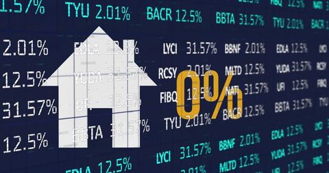 Zero Percent Real Estate Rates in Digital Financial Market Display