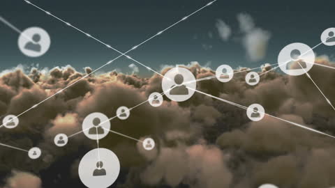 Global Digital Connections Concept Over Cloudy Sky
