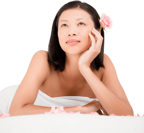 tranquil asian woman relaxing on transparent massage table - Download Free Stock Videos Pikwizard.com