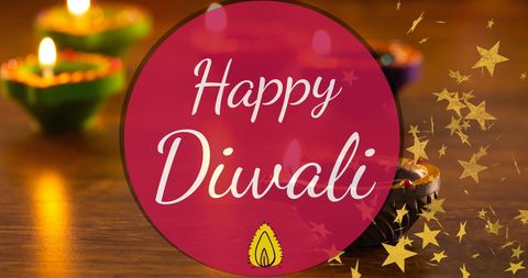 Happy Diwali with Starry Golden Sparkles Illuminating Festive Background