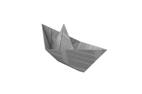 Transparent origami paper boat with textured design