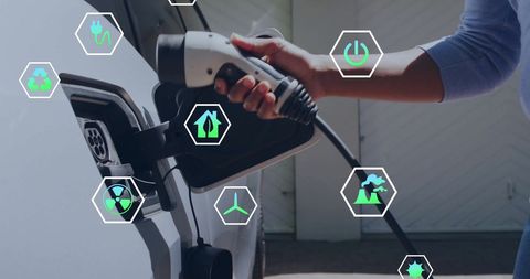 Charging electric car environmentally friendly actions