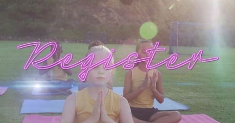 Children Meditating on Yoga Mats in Park