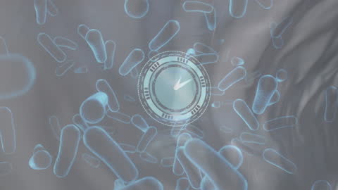 Animated Bacteria Cells with Clock Interface on Liquid