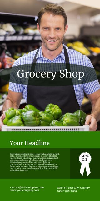 Friendly Grocer Presenting Fresh Bell Peppers in Local Grocery Store - Download Free Stock Templates Pikwizard.com