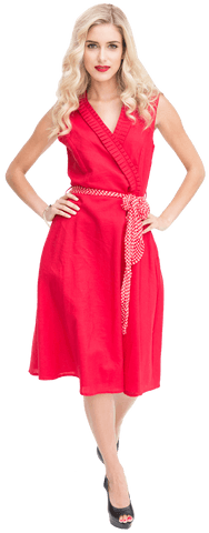 elegant blonde in vibrant red dress posing confidently - Download Free Stock Videos Pikwizard.com