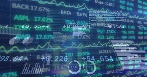 Digital Financial Dashboard With Scrolling Stock Tickers