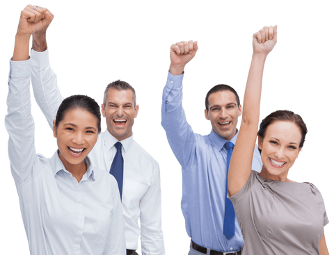 Cheerful Business Team Celebrating Success with Transparent Background - Download Free Stock Videos Pikwizard.com