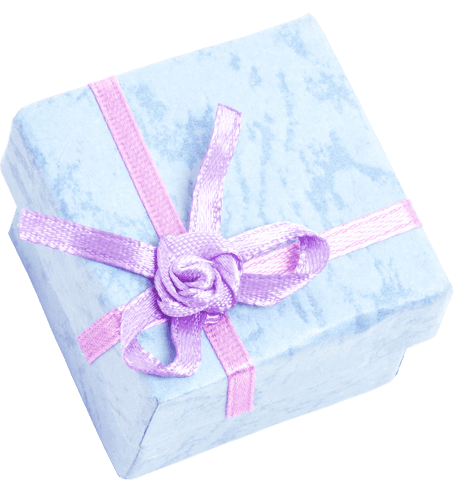 Transparent Blue Gift Box with Pink Ribbon Bow for Celebrations