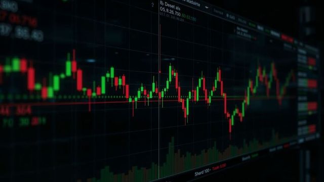 Digital Candlestick Chart on Trading Platform Screen