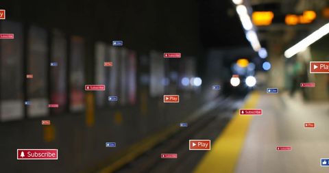 Social Media Notification Graphics in Urban Subway Station - Download Free Stock Images Pikwizard.com