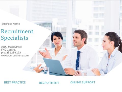 Professional recruitment team working together in office