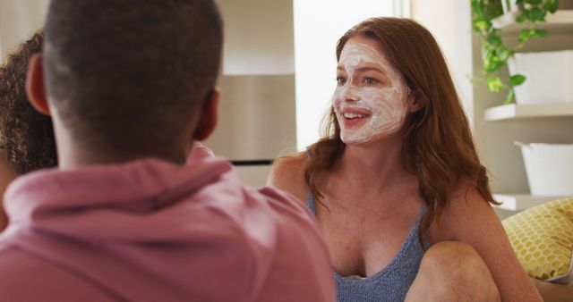 Couple Enjoying Relaxing Skincare Routine Together at Home - Download Free Stock Images Pikwizard.com