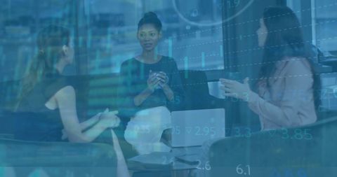 Diverse Team Collaborating Over Financial Data Challenges