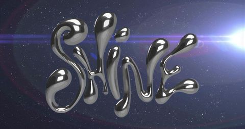Futuristic metallic text with cosmic shine effect