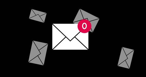 Zero emails concept minimal vector design on black background
