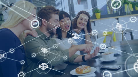 Diverse Colleagues Engaged with Digital Connectivity Concept