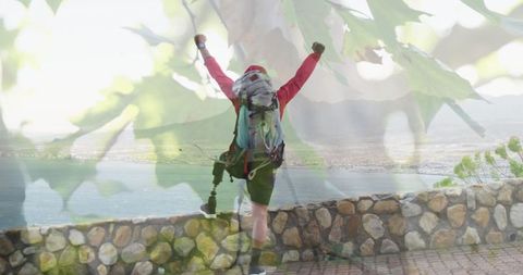 Triumphant Disabled Hiker Celebrates at Mountain Vista