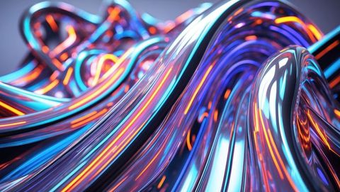 Futuristic Glowing Metal Tubes with Neon Highlights