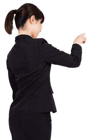 Smiling Businesswoman Pointing Confidently Transparent Background