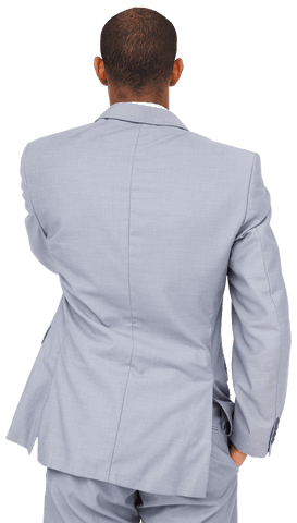 Back View of Businessman in Suit Standing Transparent Background