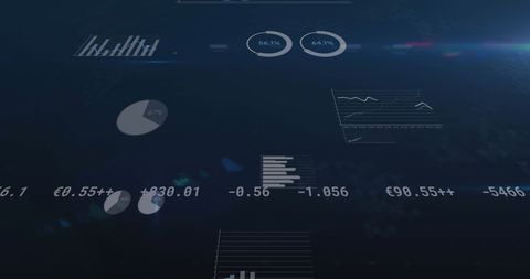 Financial Data and Statistics in Digital Interface on Blue Background - Download Free Stock Images Pikwizard.com