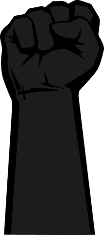 Clenched fist symbol of strength and activism on transparent background