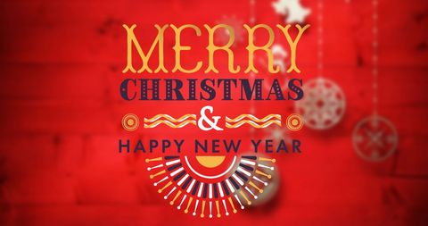 Vibrant Merry Christmas and Happy New Year Greeting