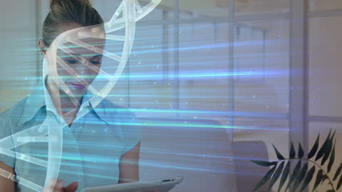 Entrepreneur Engaging with Technology and Digital DNA Concept