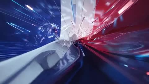 Dynamic Tricolor Wave with Glowing Shards in Abstract Vortex