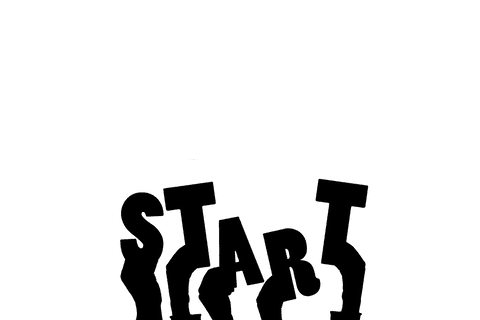 Hands holding start text transparent background graphic