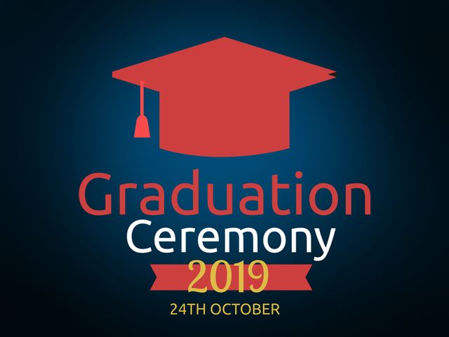 Graduation Ceremony 2019 Poster with Mortarboard Icon and Date - Download Free Stock Templates Pikwizard.com