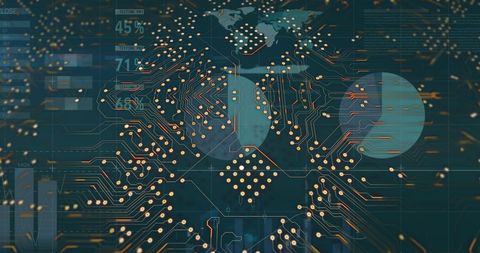 Abstract Digital Circuit Board with Data Visualizations - Download Free Stock Images Pikwizard.com