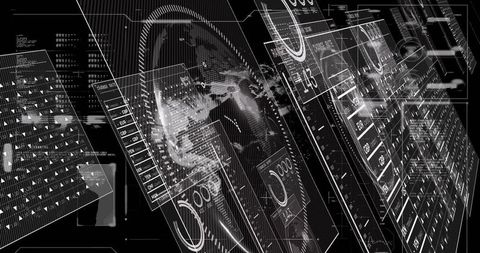 Futuristic digital interface: global data and analytics visualization