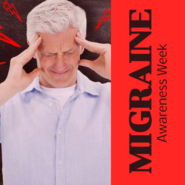 Man Experiencing Migraine Pain Highlighting Awareness Week - Download Free Stock Templates Pikwizard.com