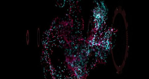 Futuristic Swirling Neon Particles in 3D Void