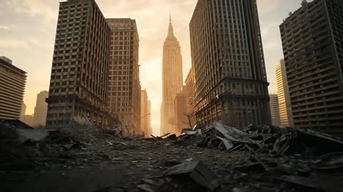 Drone Captures Apocalypse in Urban Ruins with Iconic Skyline