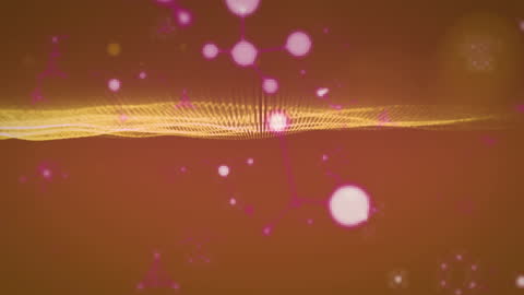 Molecular Animation with Light Patterns on Orange Background