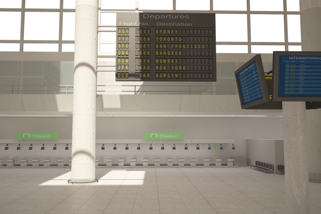 Transparent PNG Airport Interior Illustration with Departure Board - Download Free Stock Videos Pikwizard.com